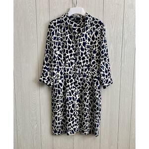 Metaphor Blue Black Leopard Print Dress Size 10 NWT